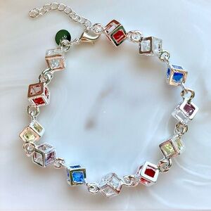 Multicolor Cubic Link Bracelet - Women Jewelry